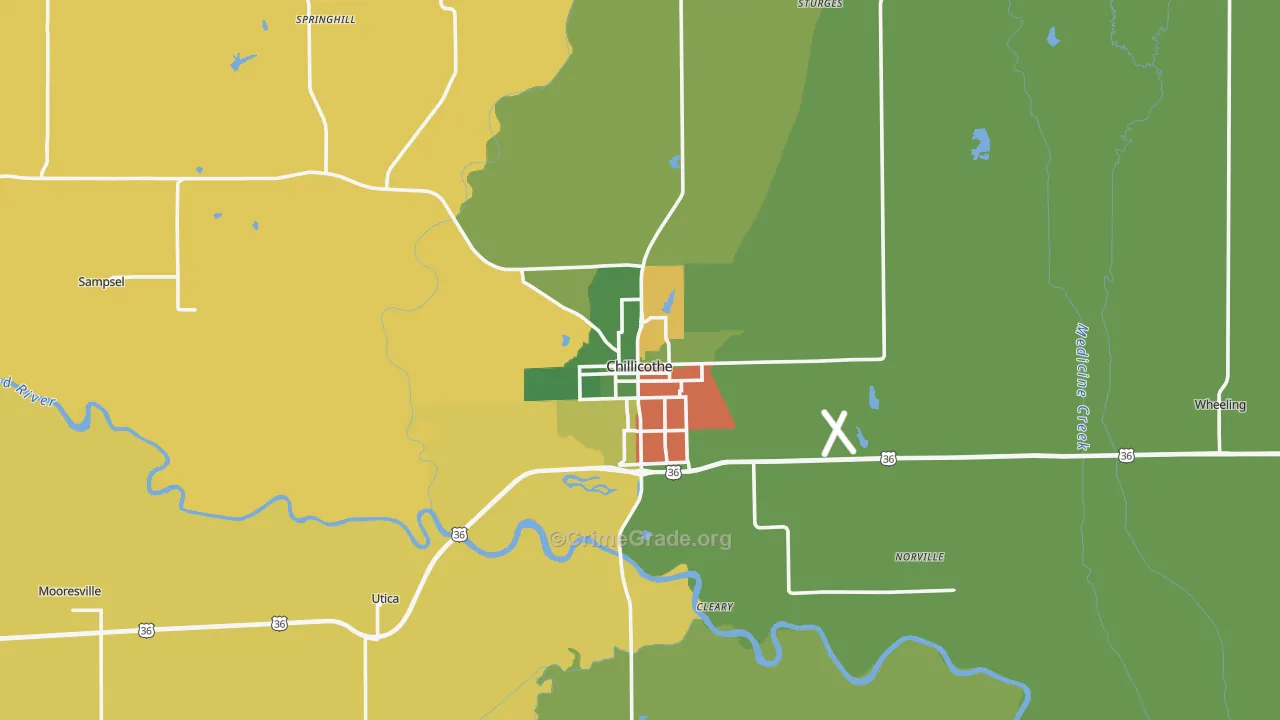 Livingston County, MO Map of Robbery Rates