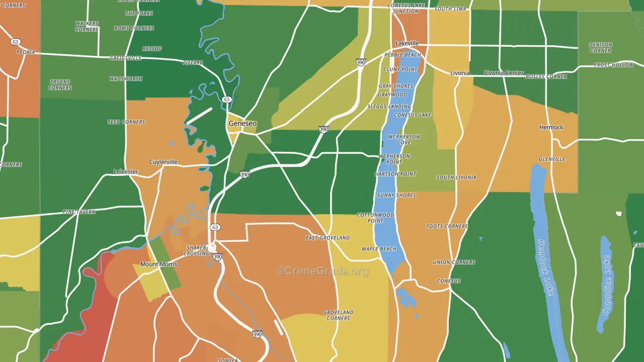 Livingston County, NY Map of Robbery Rates
