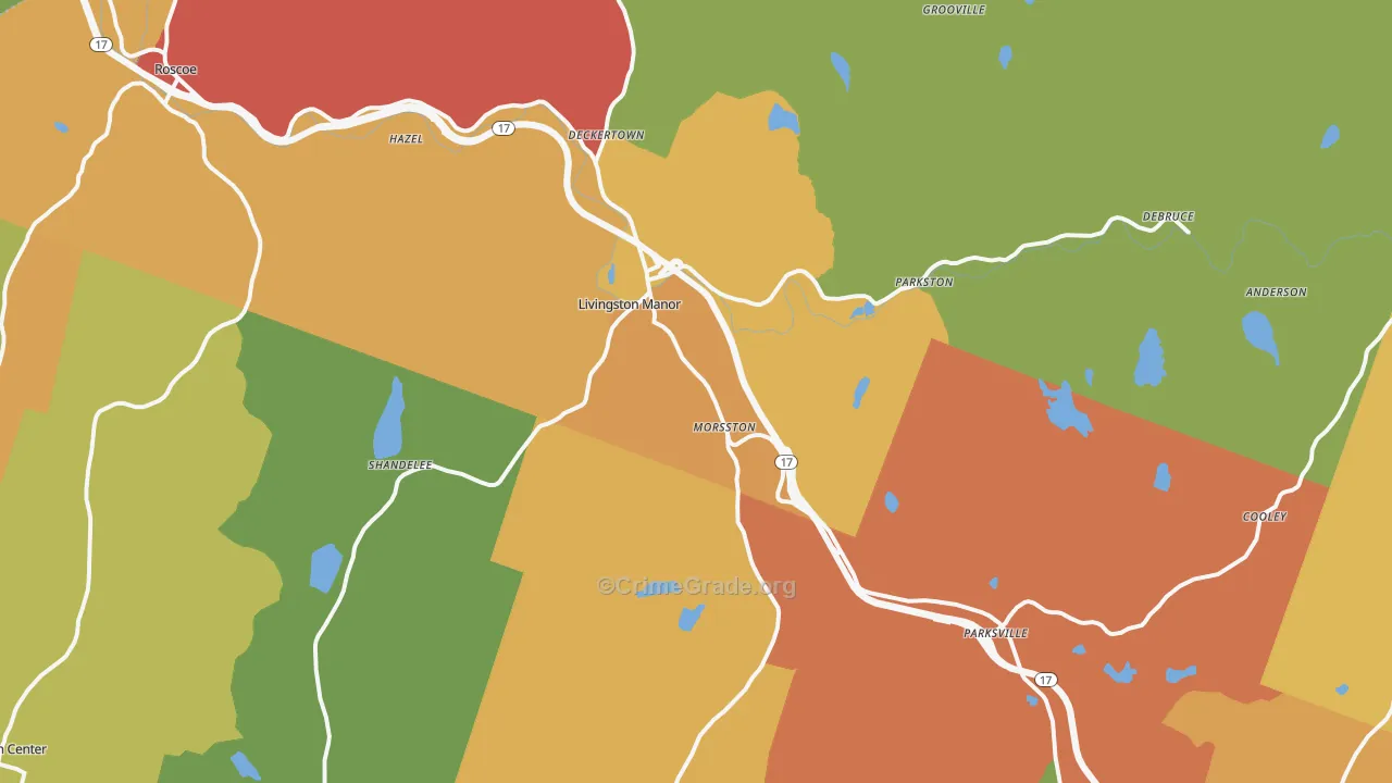 Livingston Manor, NY Map of Robbery Rates