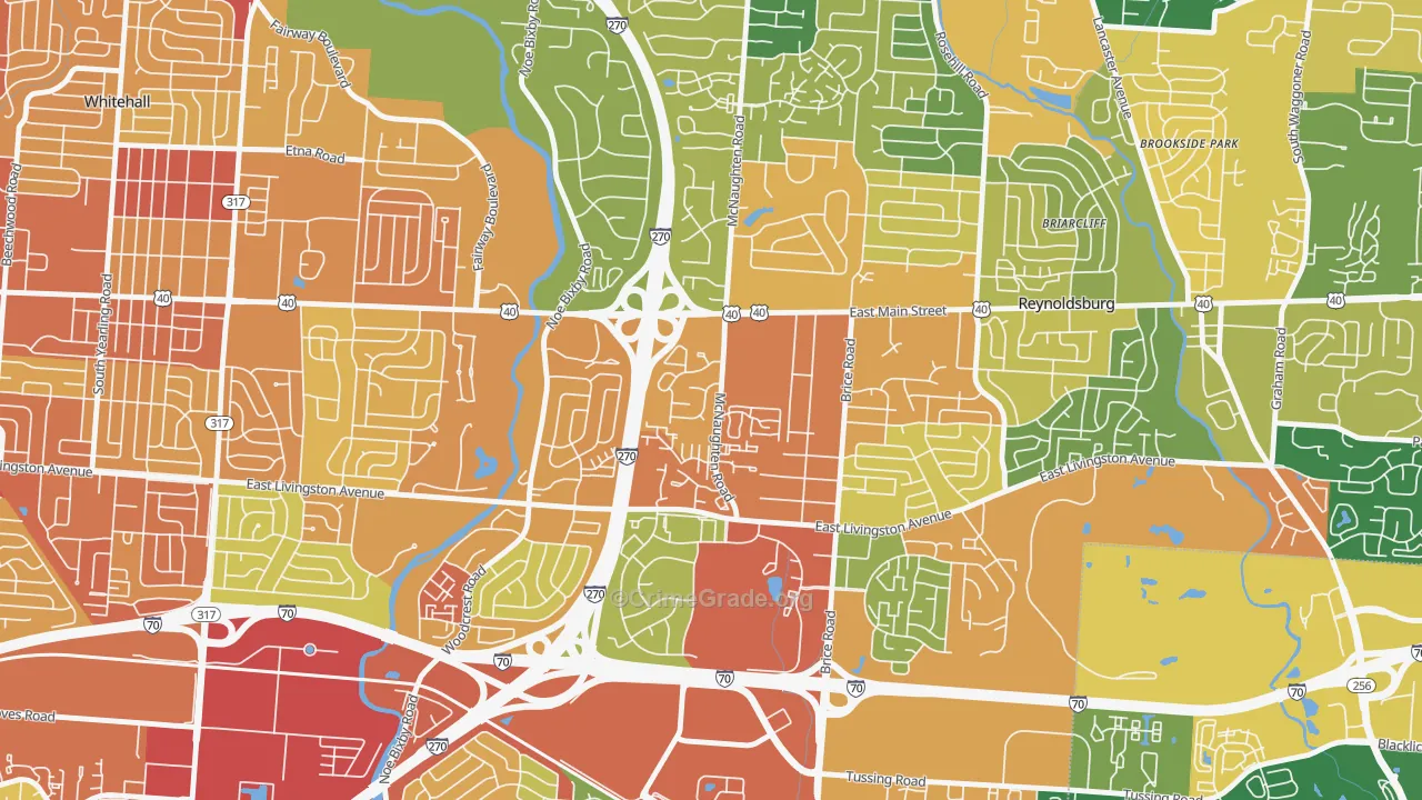 Livingston-McNaughten, Columbus, OH Map of Robbery Rates