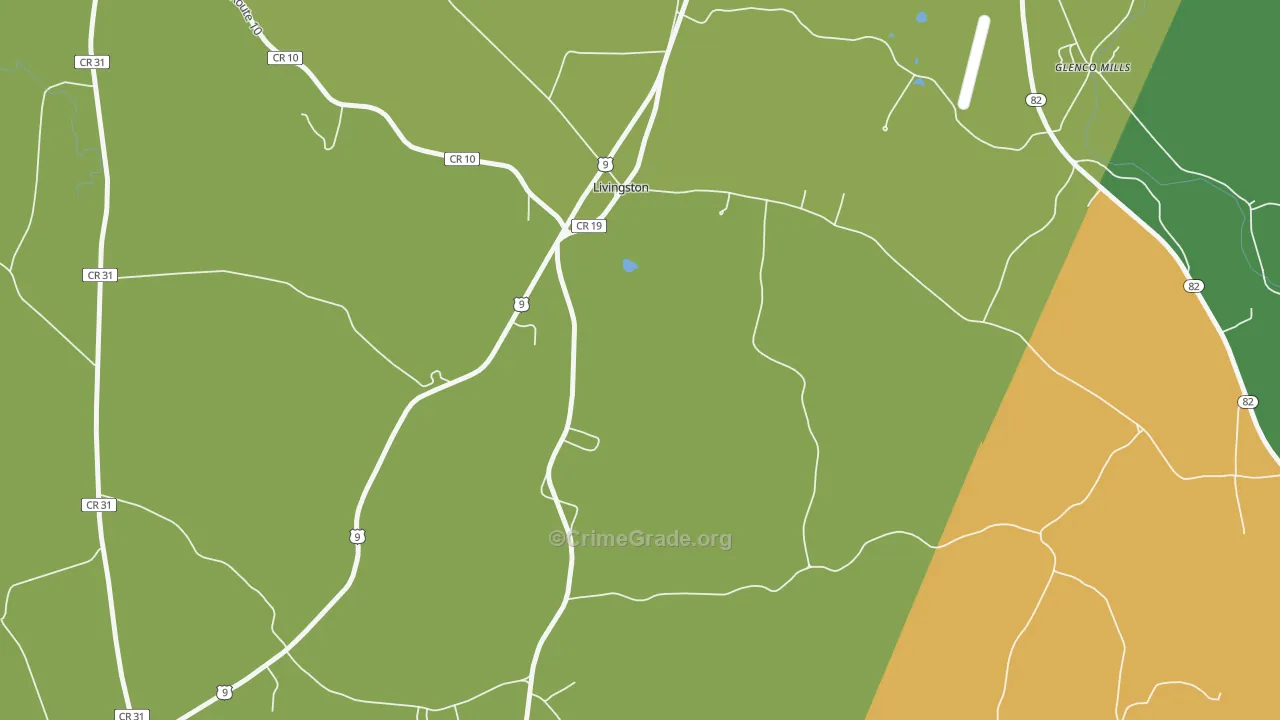 Livingston, NY Map of Robbery Rates