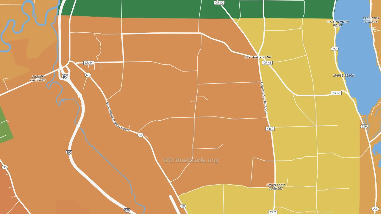 Livonia Center, NY Map of Robbery Rates