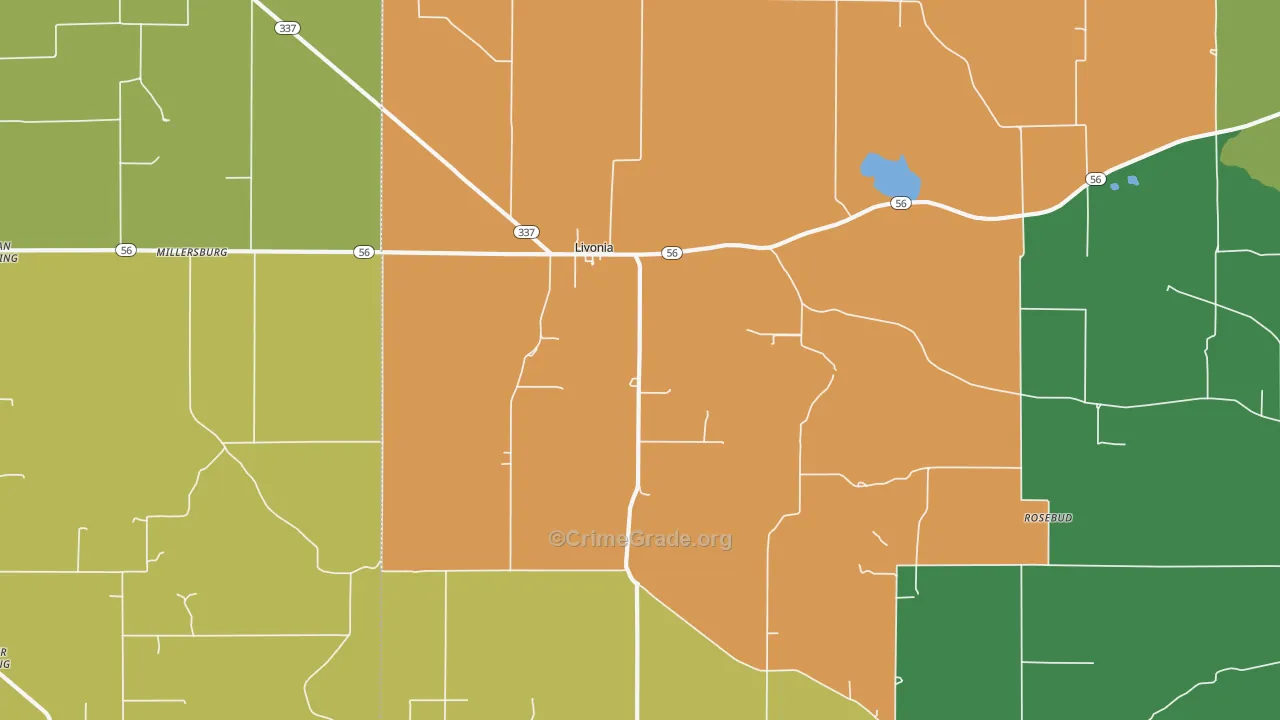 Livonia, IN Map of Robbery Rates