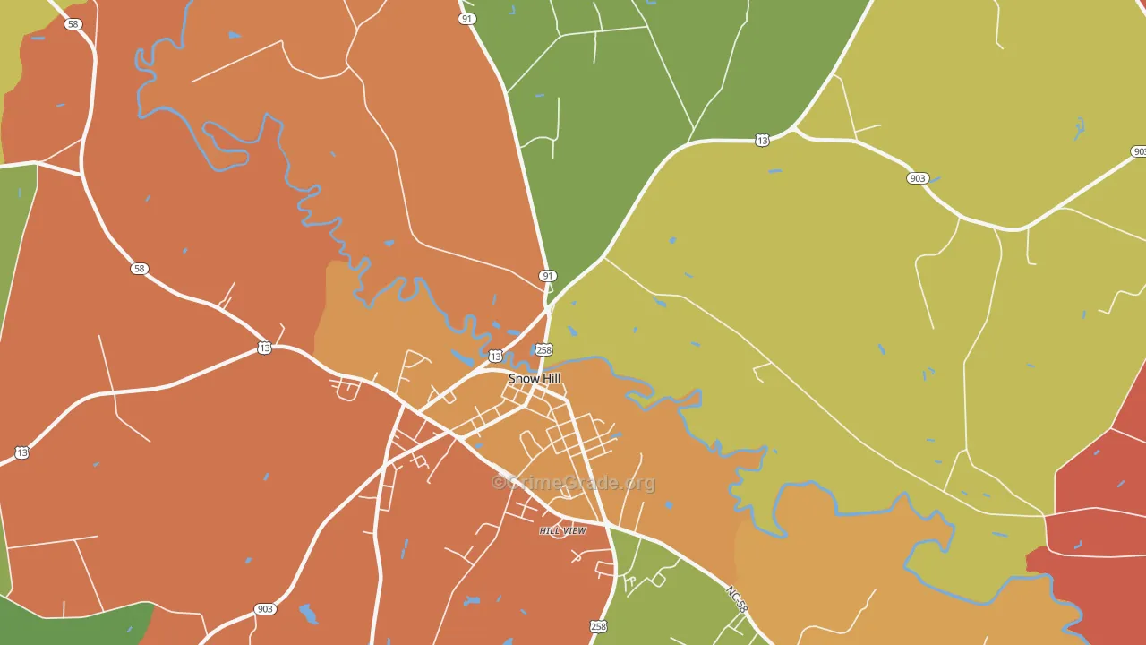 Lizzie, NC Map of Robbery Rates