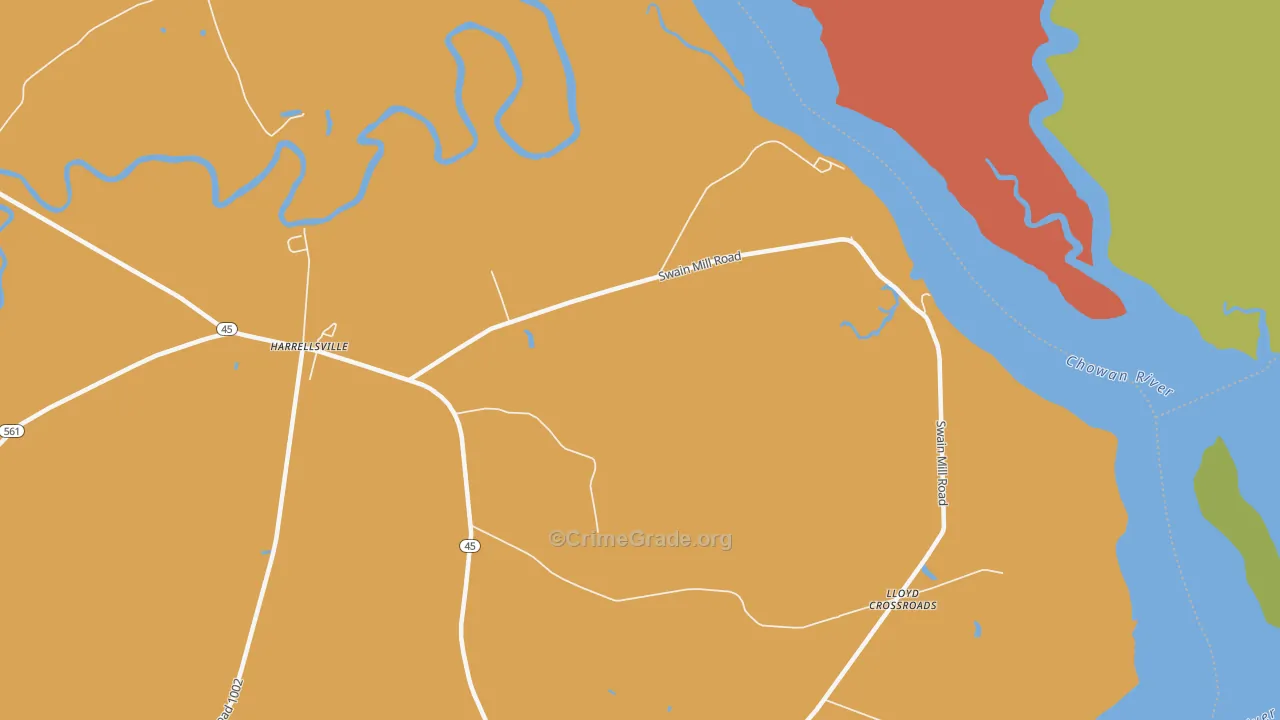 Lloyd Crossroads, NC Map of Robbery Rates