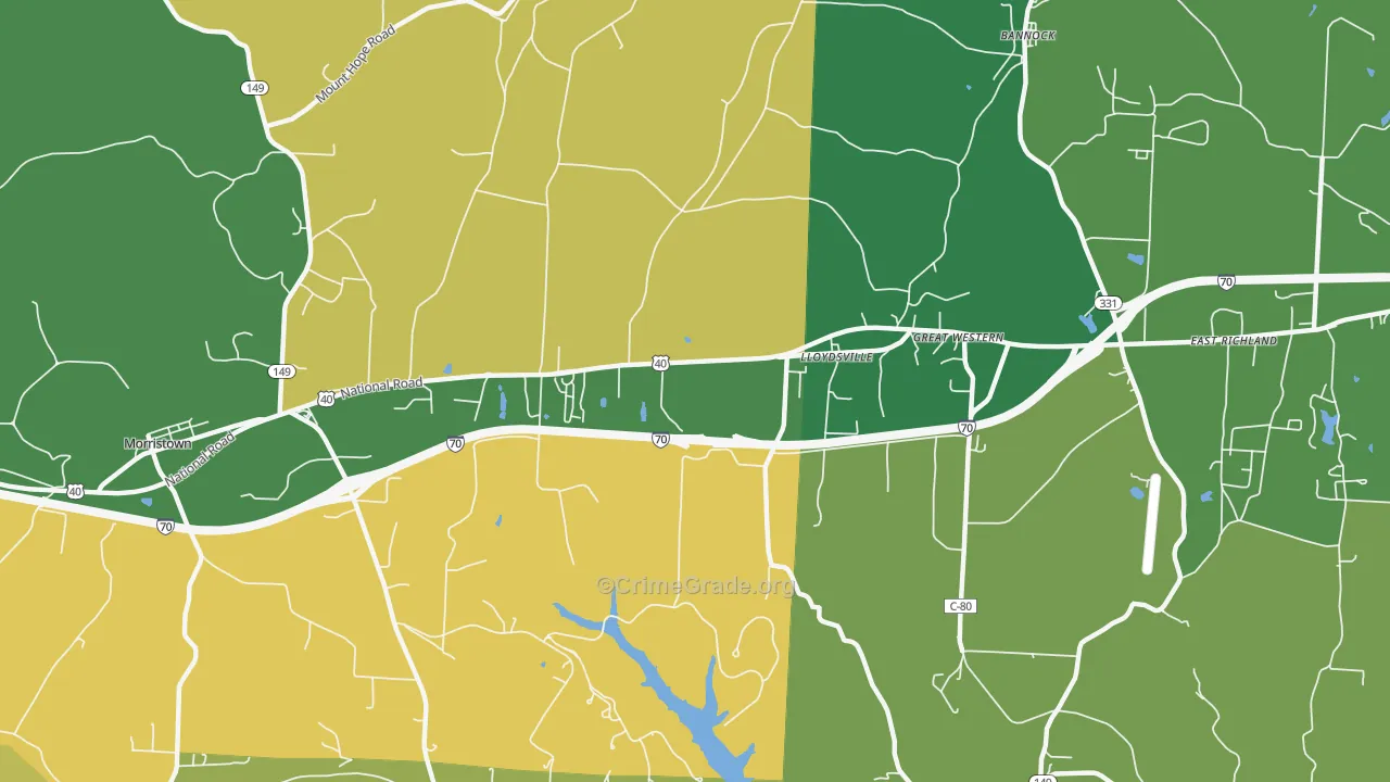 Lloydsville, OH Map of Robbery Rates
