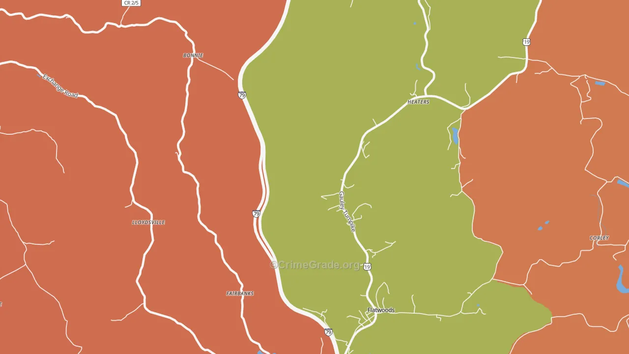 Lloydsville, WV Map of Robbery Rates