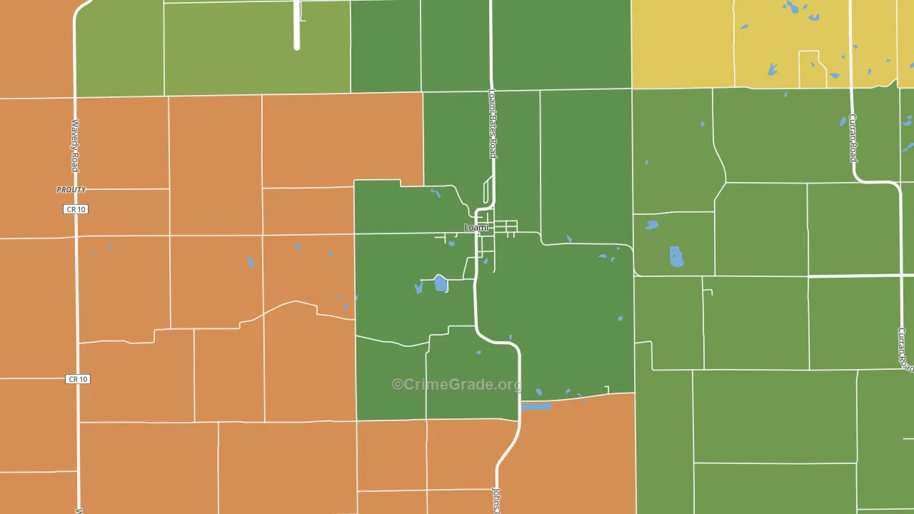 Loami, IL Map of Robbery Rates