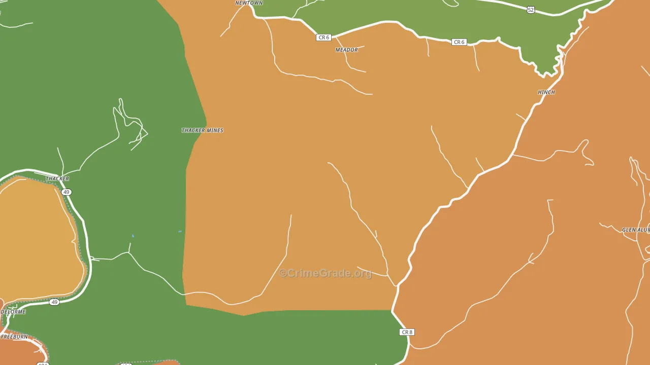Lobata, WV Map of Robbery Rates