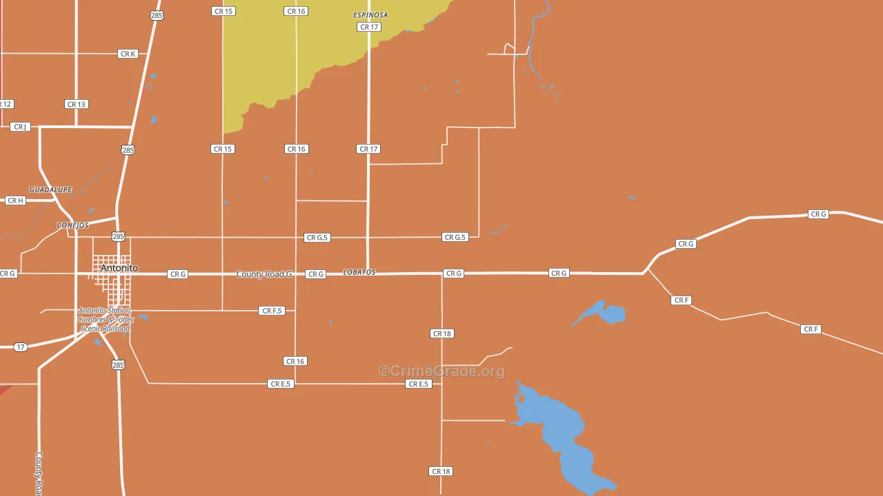 Lobatos, CO Map of Robbery Rates