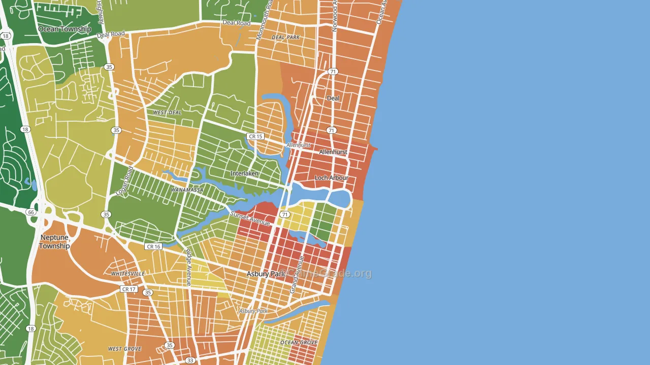 Loch Arbour, NJ Map of Robbery Rates