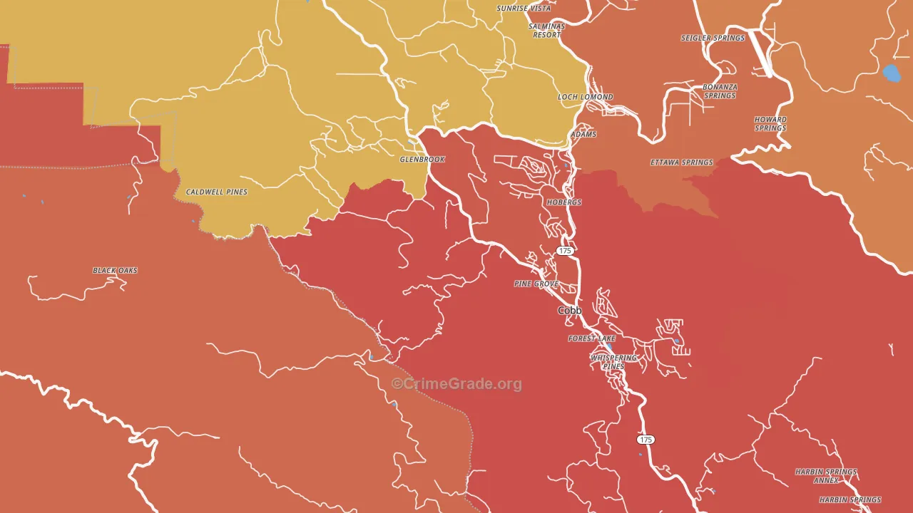 Loch Lomond, CA Map of Robbery Rates