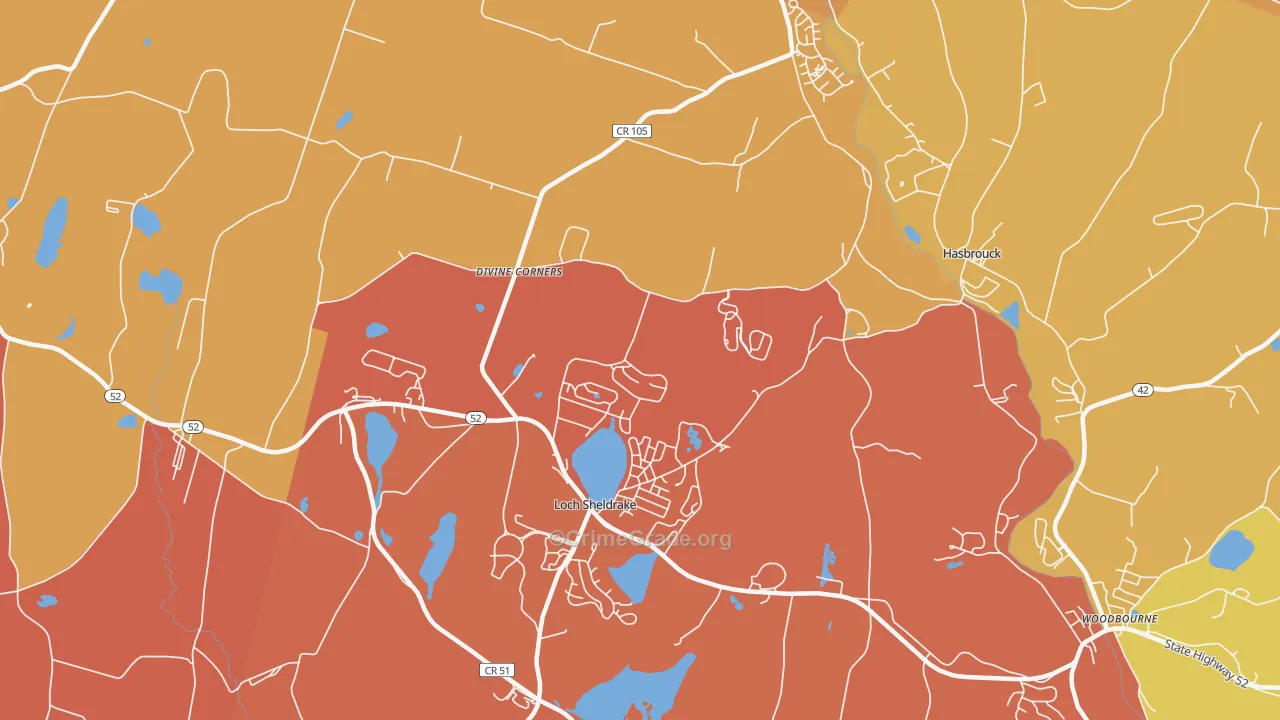 Loch Sheldrake, NY Map of Robbery Rates