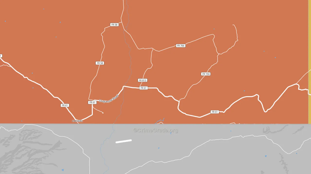 Lochiel, AZ Map of Robbery Rates