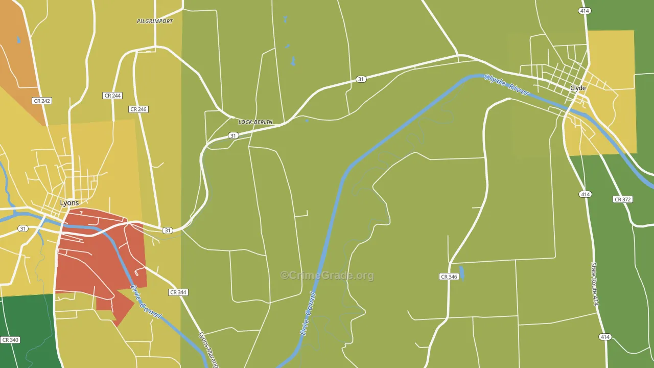 Lock Berlin, NY Map of Robbery Rates