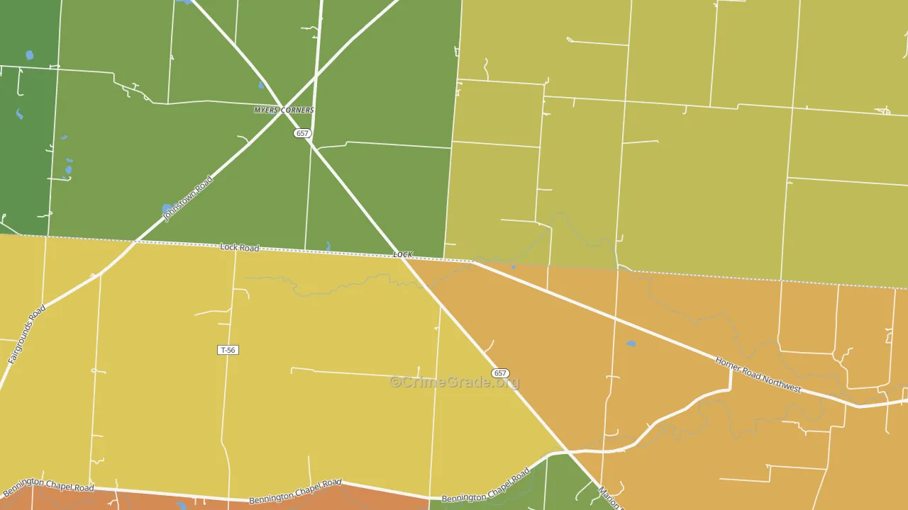 Lock, OH Map of Robbery Rates