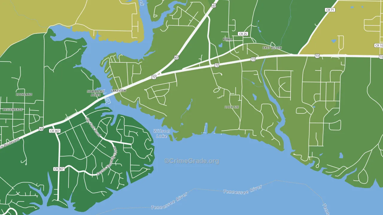 Lock Six, AL Map of Robbery Rates