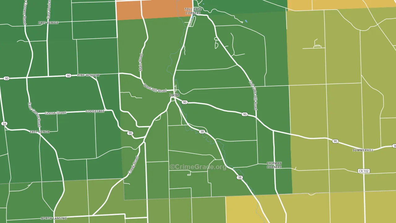 Locke, NY Map of Robbery Rates