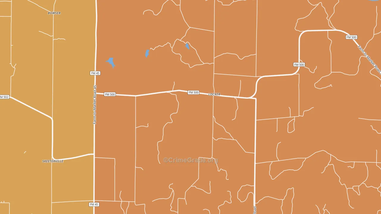 Locker, TX Map of Robbery Rates