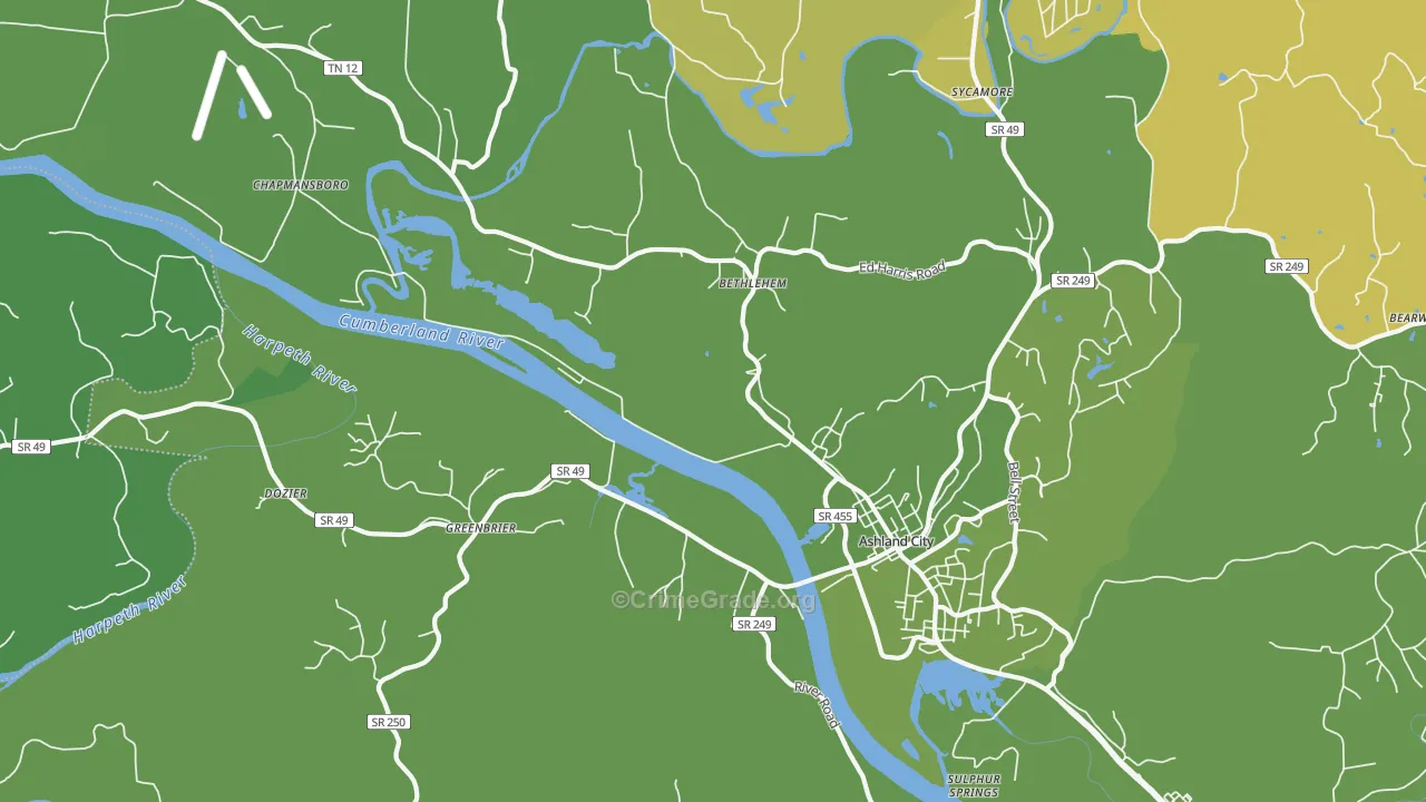 Lockertsville, TN Map of Robbery Rates