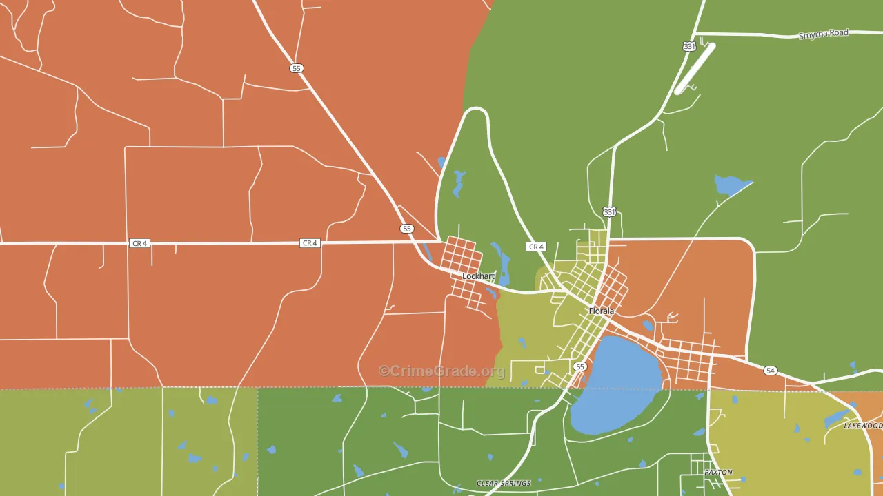 Lockhart, AL Map of Robbery Rates