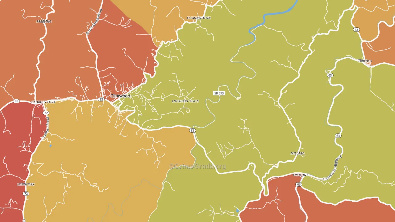 Lockhart Flats, VA Map of Robbery Rates