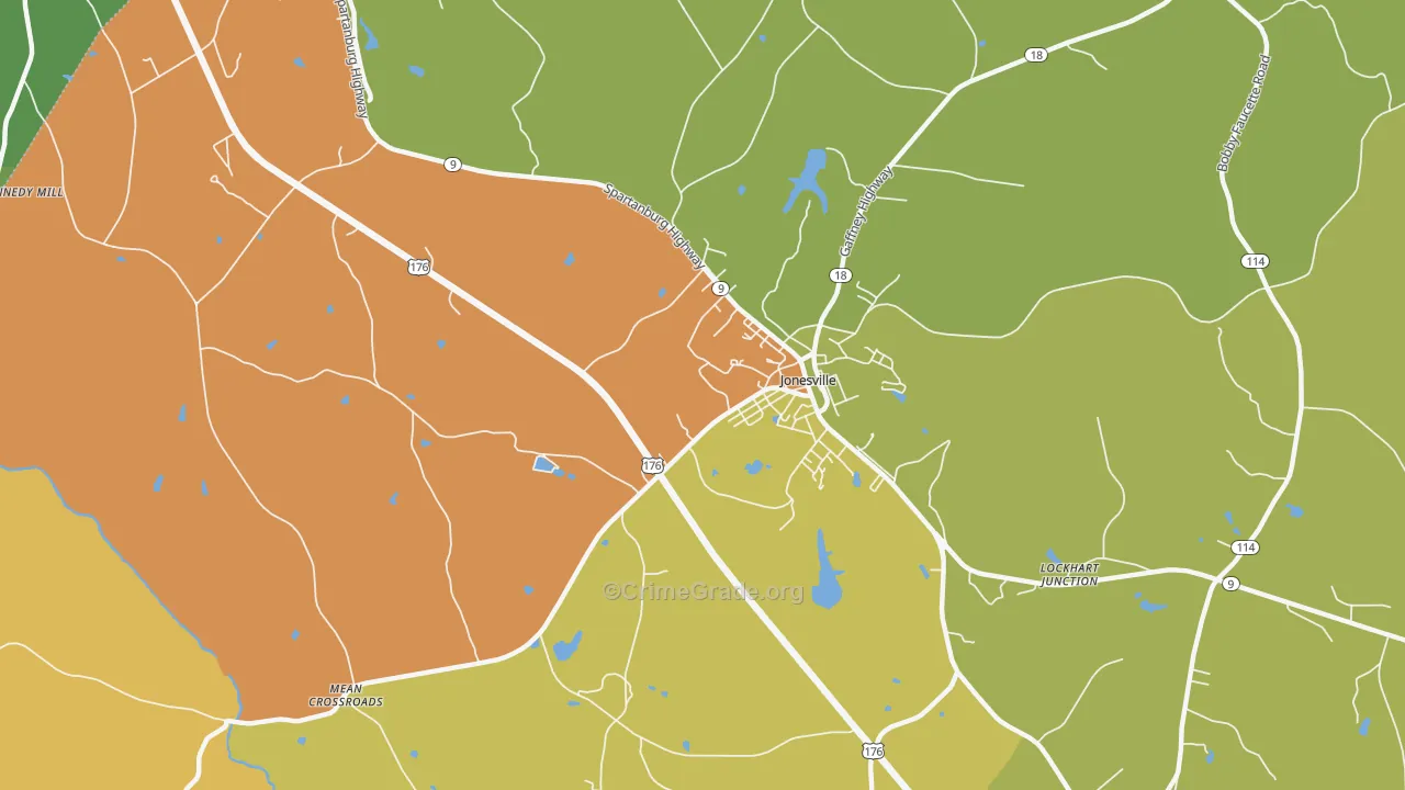 Lockhart Junction, SC Map of Robbery Rates