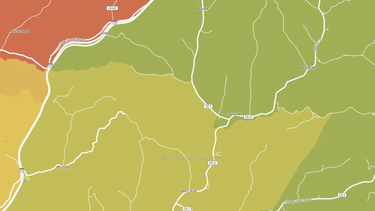 Lockhart, WV Map of Robbery Rates