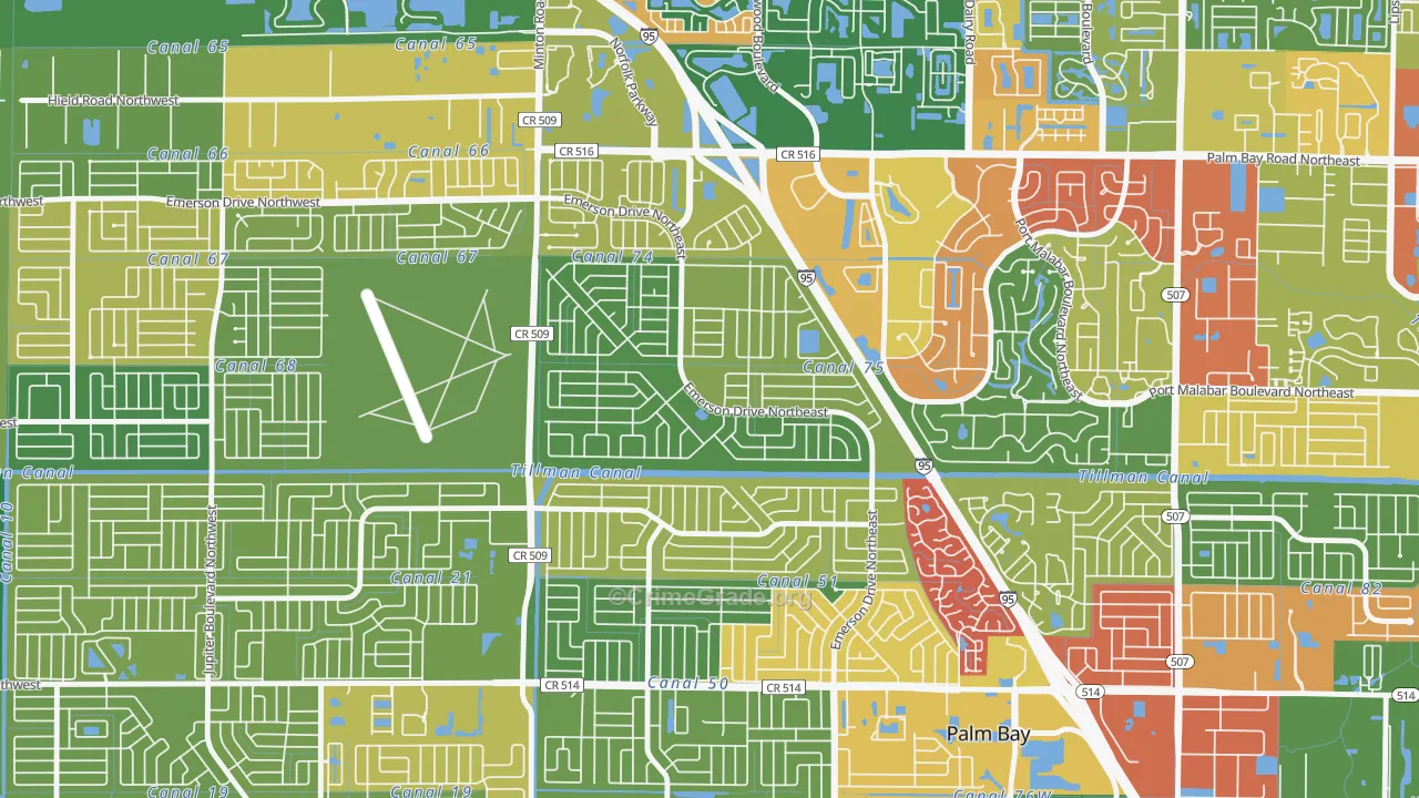 Lockmar Estates, Palm Bay, FL Map of Robbery Rates