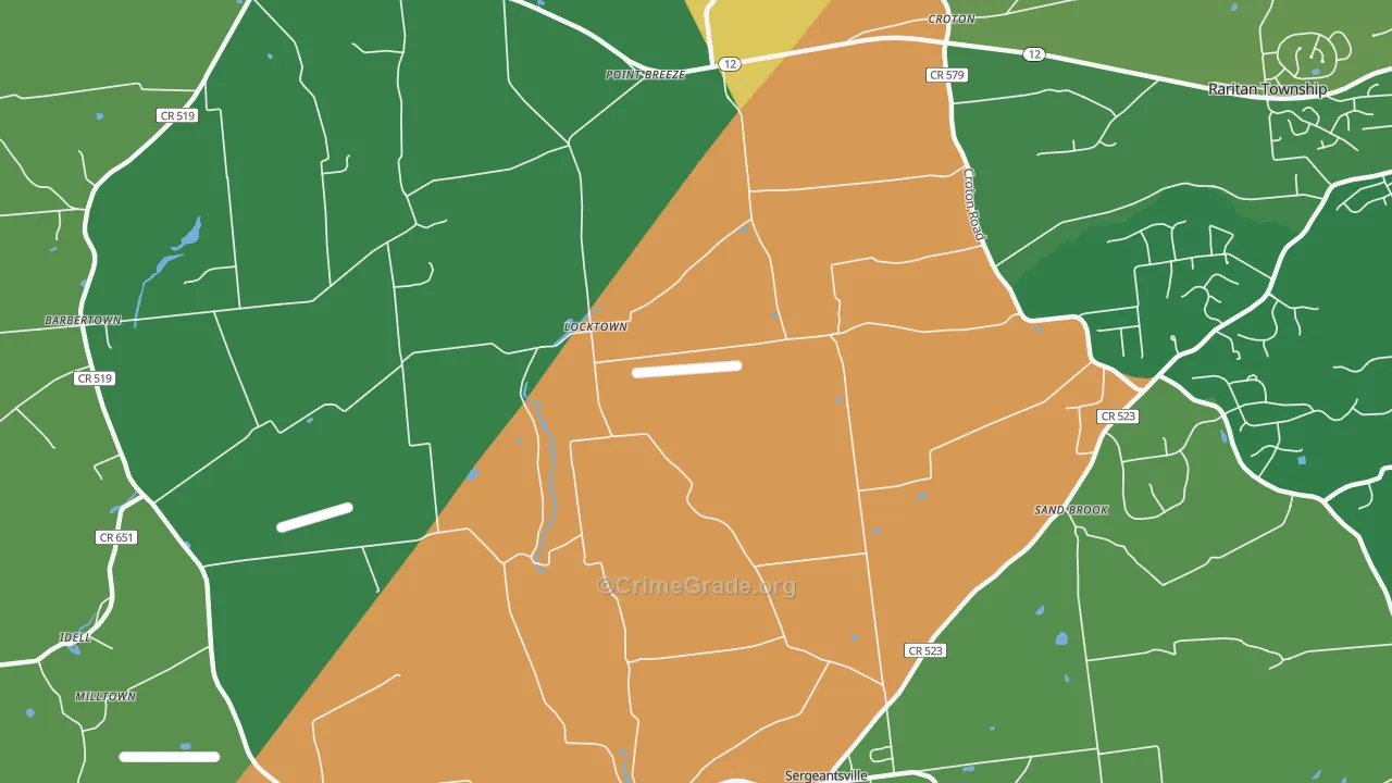 Locktown, NJ Map of Robbery Rates