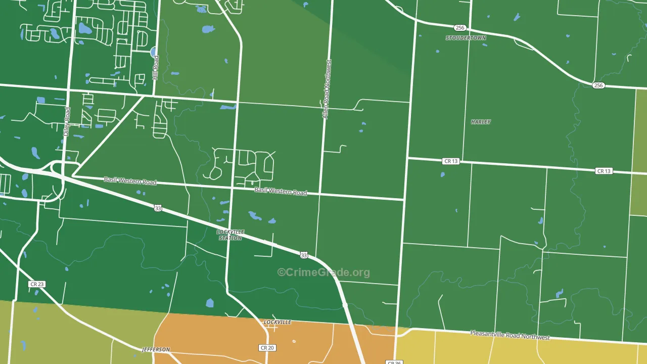 Lockville, OH Map of Robbery Rates