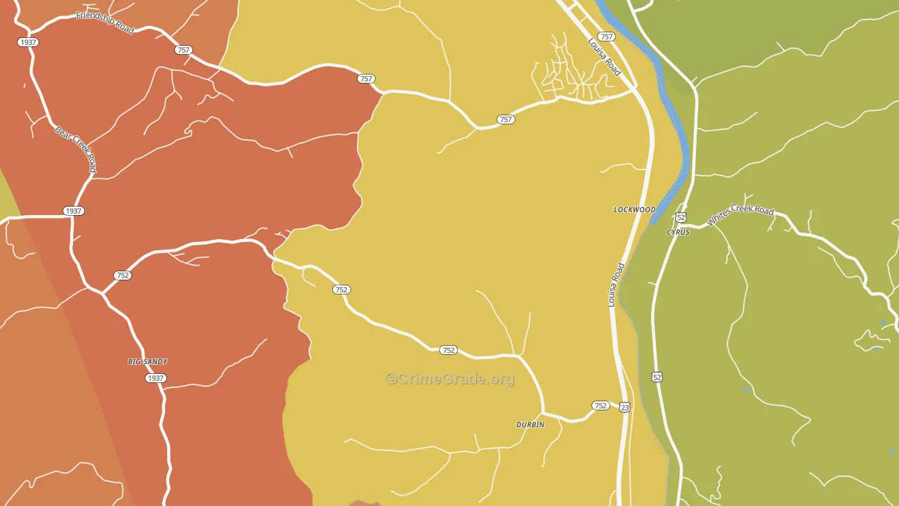 Lockwood, KY Map of Robbery Rates