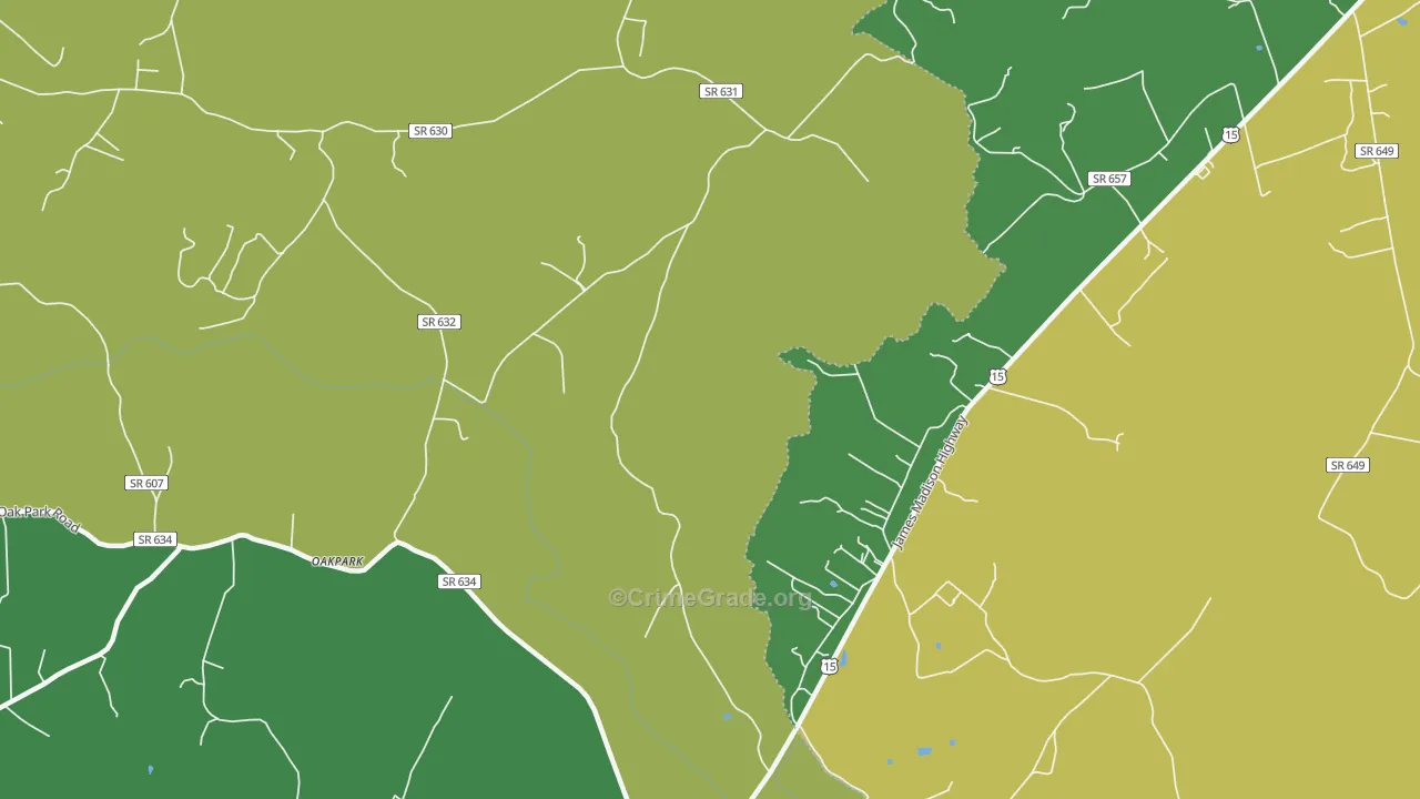 Locust Dale, VA Map of Robbery Rates