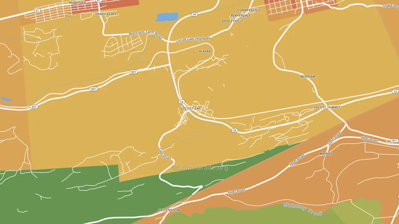 Locust Gap, PA Map of Robbery Rates