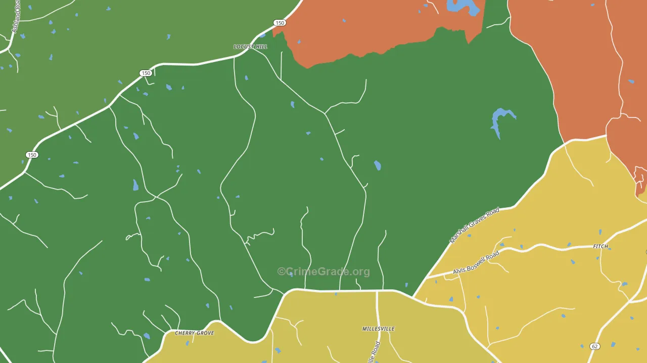 Locust Hill, NC Map of Robbery Rates