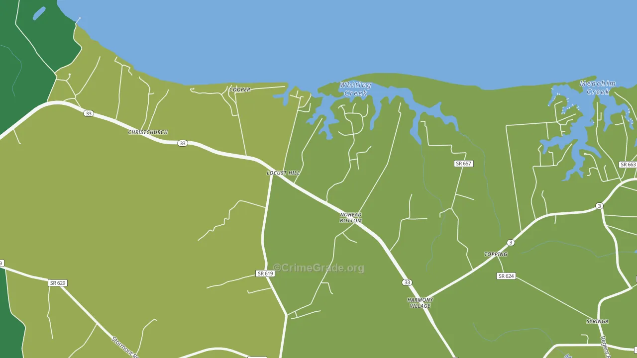 Locust Hill, VA Map of Robbery Rates