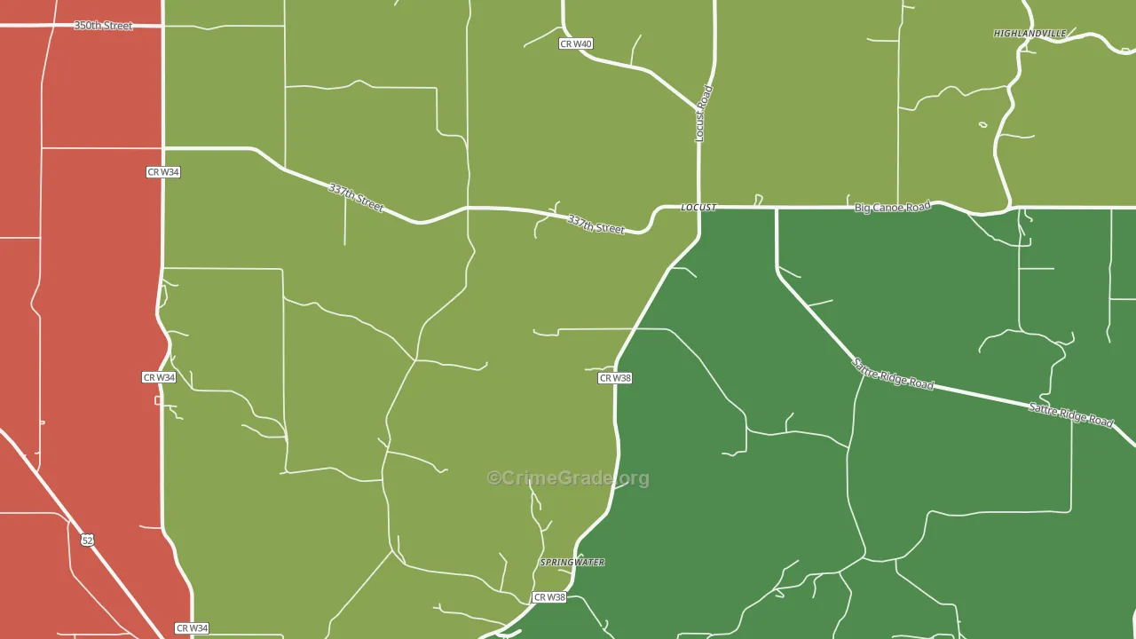 Locust, IA Map of Robbery Rates
