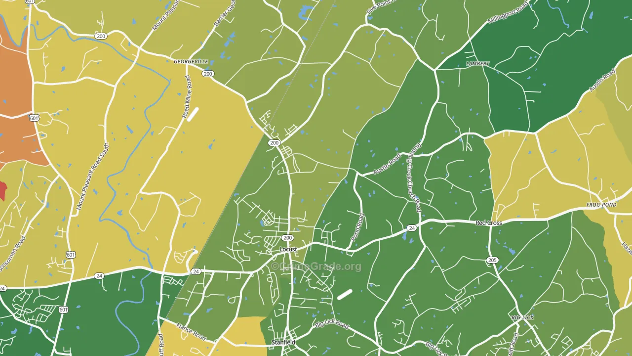 Locust, NC Map of Robbery Rates