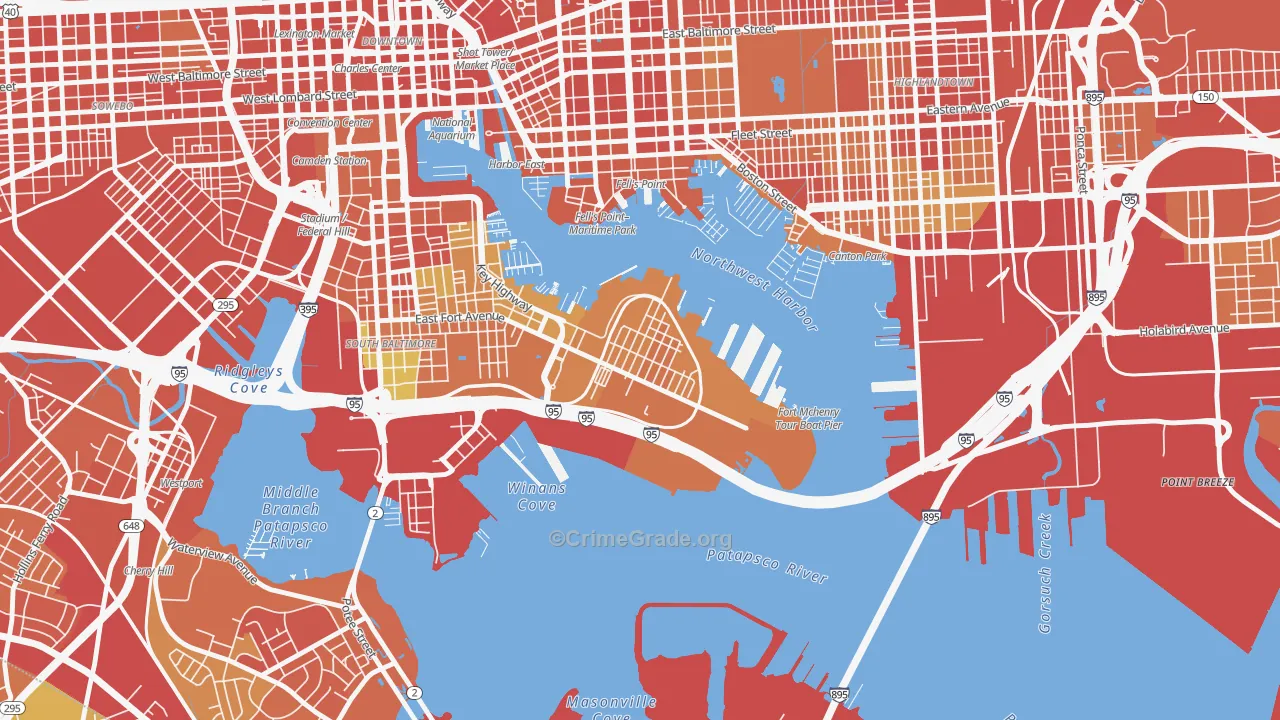 Locust Point, Baltimore, MD Map of Robbery Rates