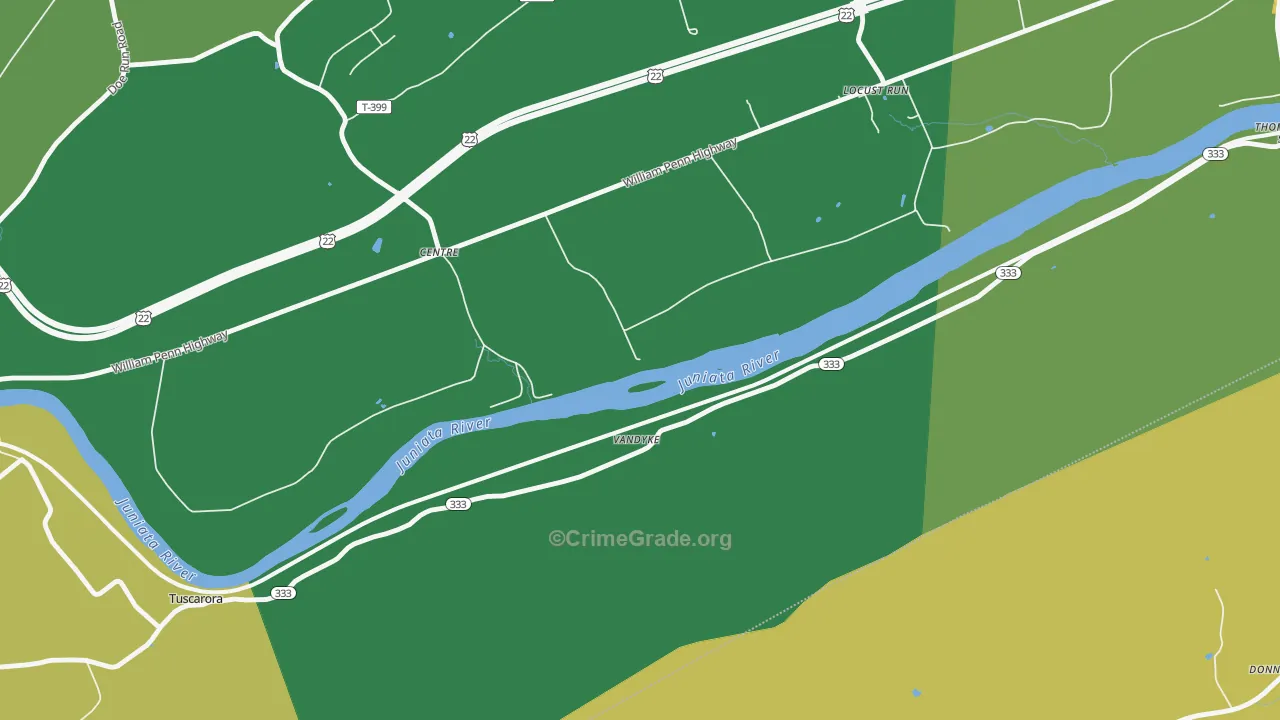 Locust Run, PA Map of Robbery Rates