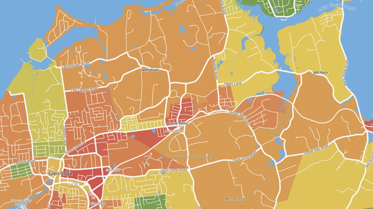 Locust Valley, NY Map of Robbery Rates