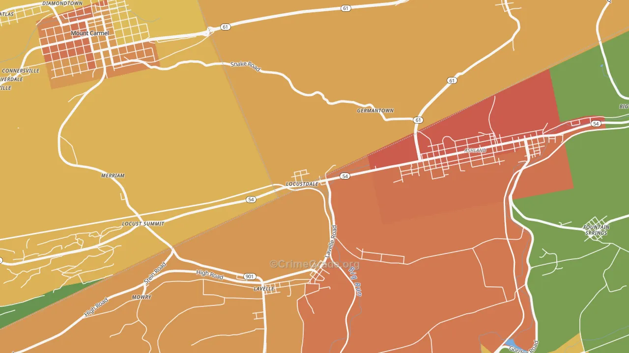 Locustdale, PA Map of Robbery Rates