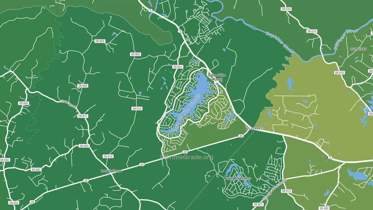 Locust Grove, VA Map of Robbery Rates