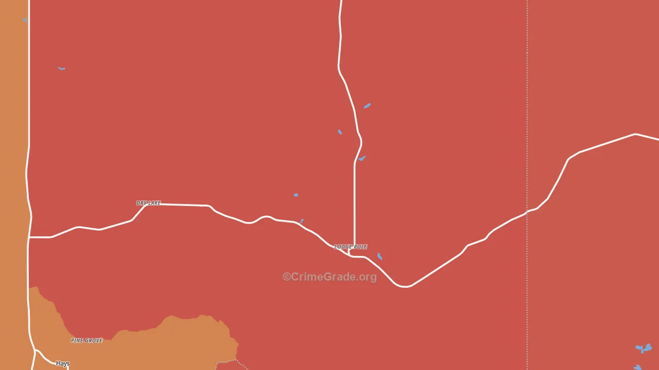 Lodge Pole, MT Map of Robbery Rates
