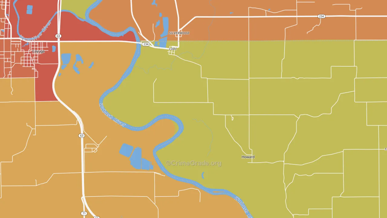 Lodi, IN Map of Robbery Rates