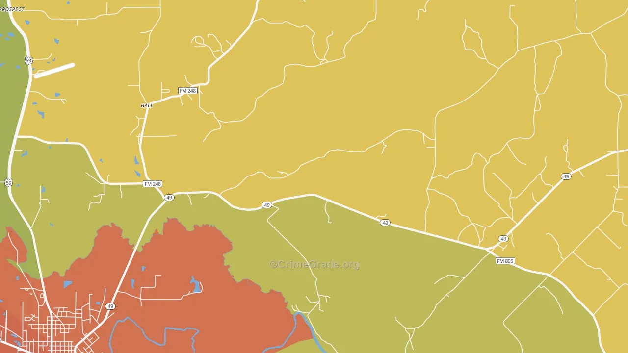 Lodi, TX Map of Robbery Rates