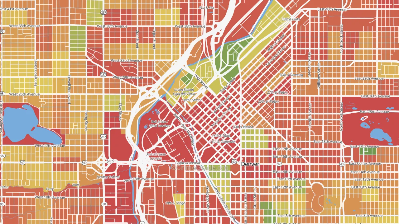 Lodo, Denver, CO Map of Robbery Rates