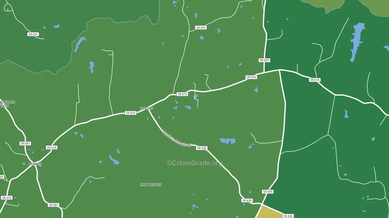 Lodore, VA Map of Robbery Rates