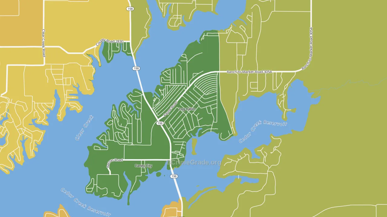 Log Cabin, TX Map of Robbery Rates