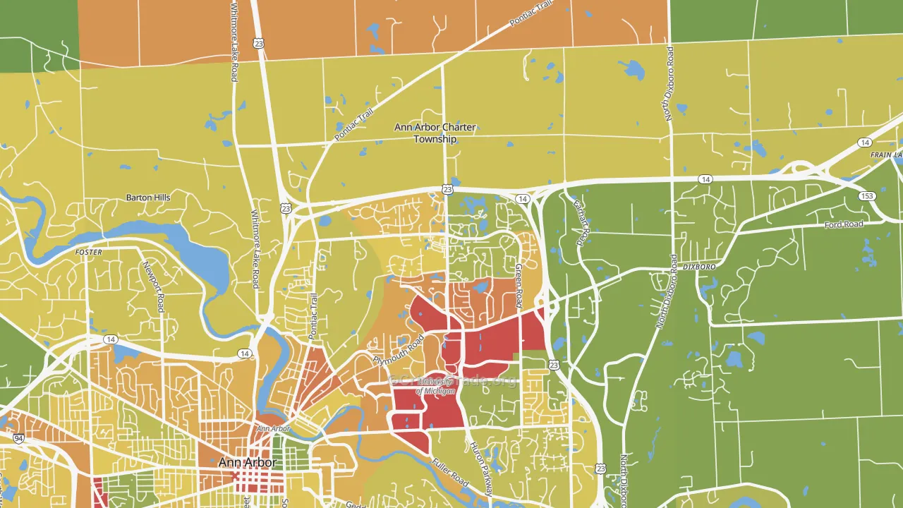 Logan, Ann Arbor, MI Map of Robbery Rates